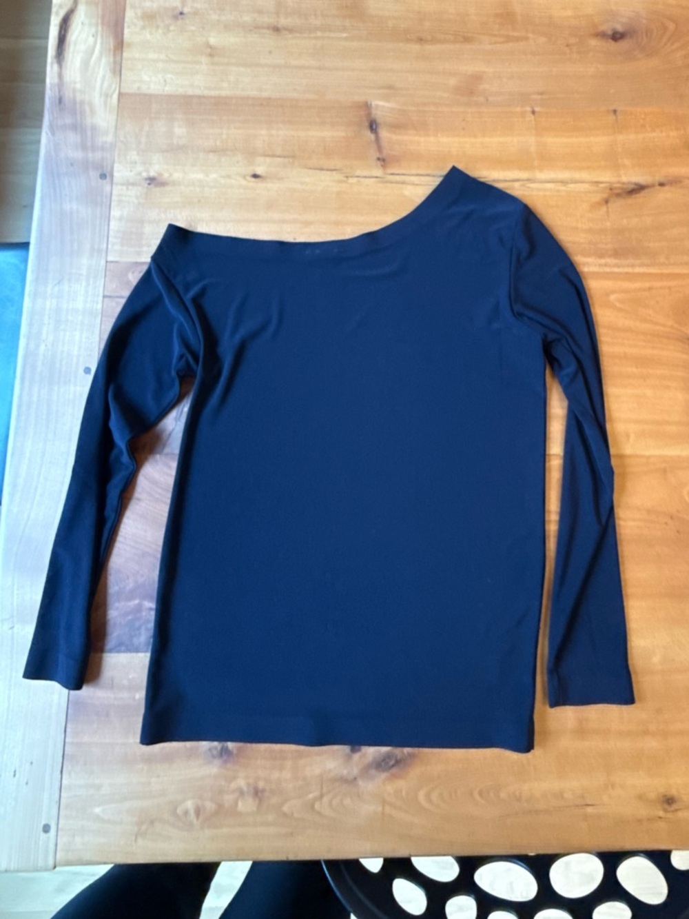 Norma Kamali Navy Long-Sleeve Boatneck Top